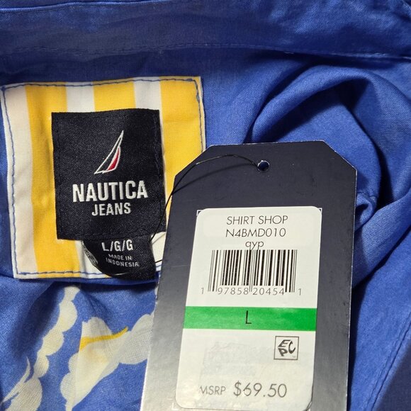 NWT Nautica Jeans Women's Sail Day Cotton Long-Sleeve Shirt - Daffodil Multi - Picture 3 of 5